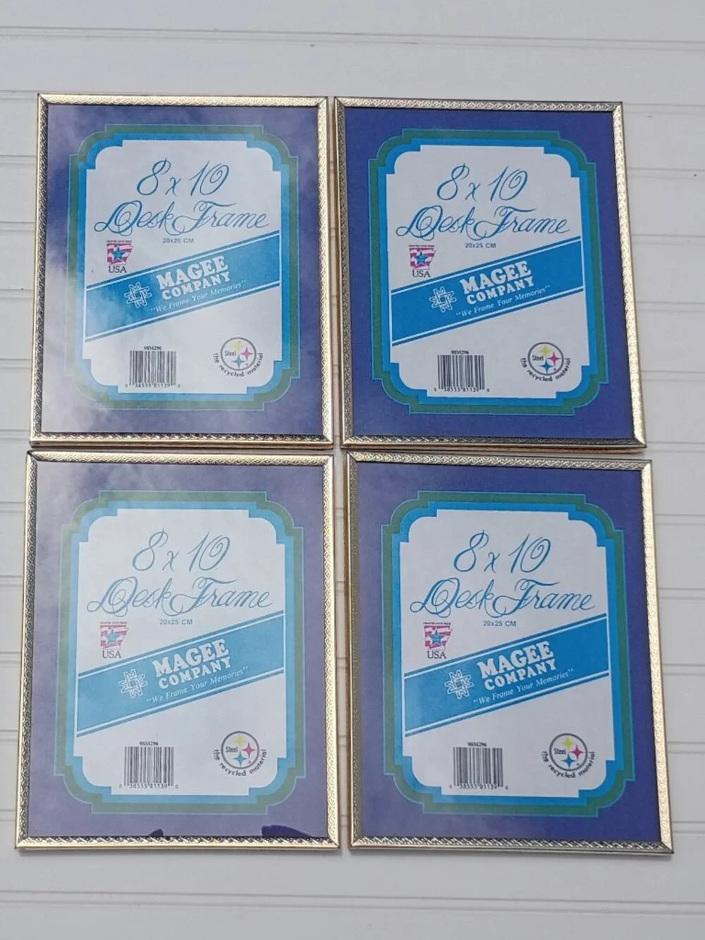 Lot of 4 Vintage Magee Company 8x10 Desk Picture Frames Gold Tone Metal USA Made